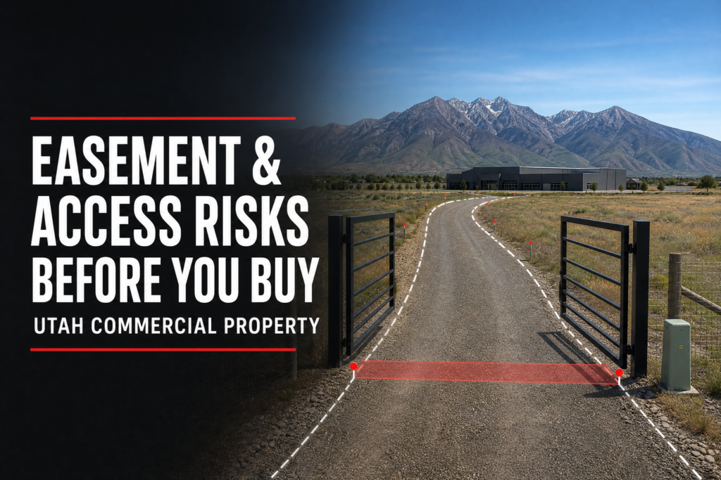 Utah commercial property access corridor and survey boundaries reviewed before purchase
